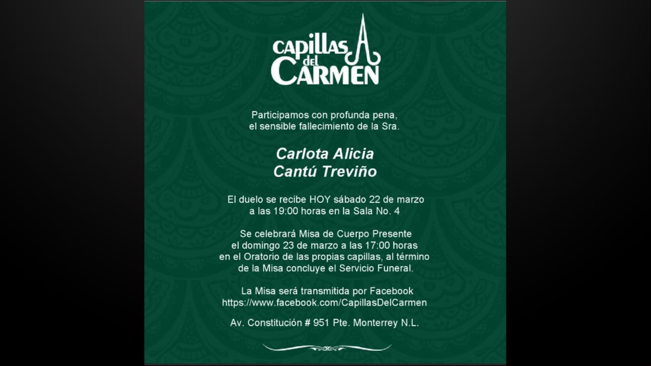 La funeraria anunció el deceso de la madre del actor.
