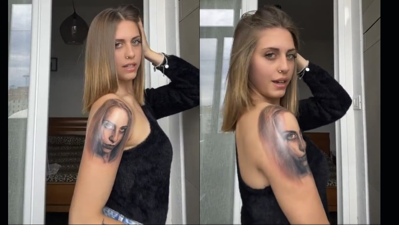 Joven es criticada en redes por tatuarse su propio rostro