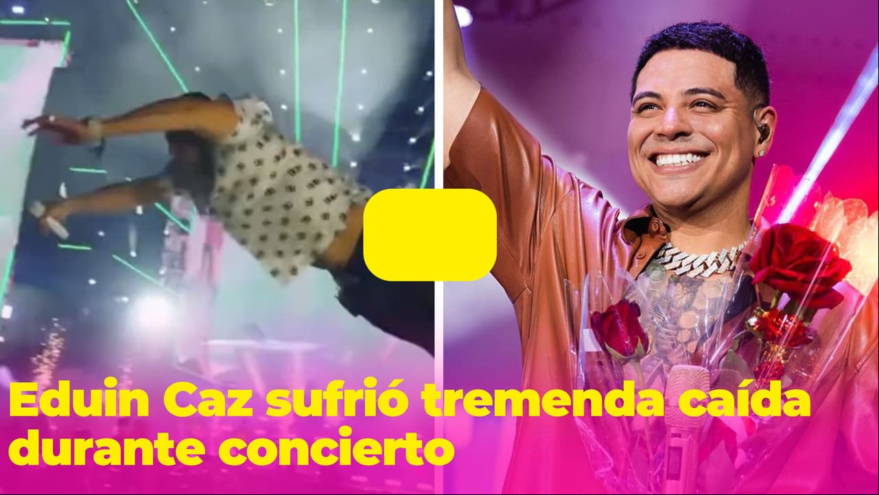 Eduin Caz se aventó cual 'rock star' pero nadie lo atrapó y se dio tremendo golpe