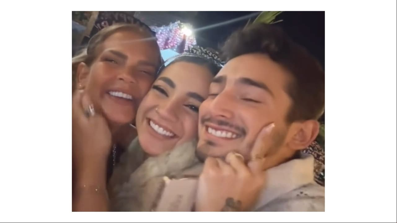 Emilio Osorio y Leslie Gallardo celebraron la llegada del 2024 en Mérida con Niurka.
