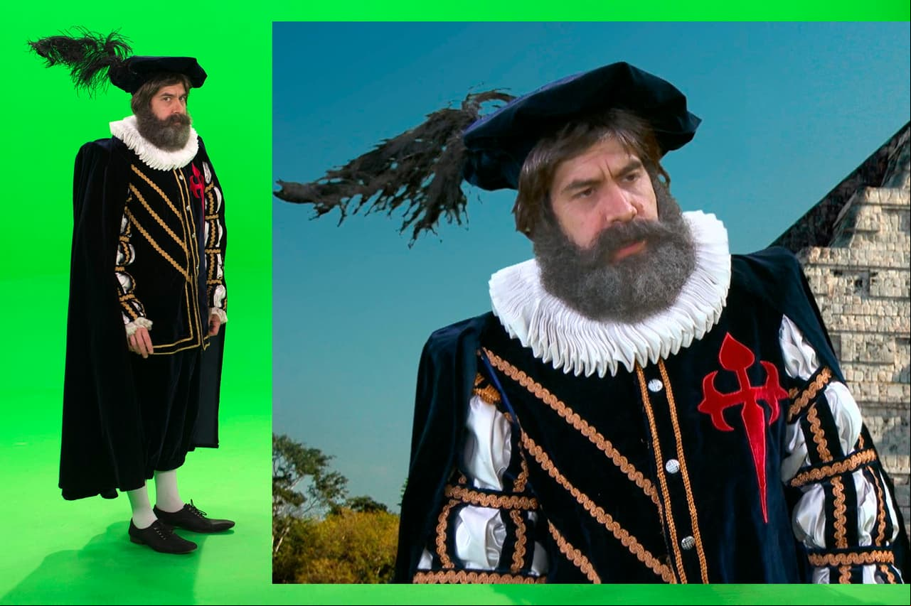 Claudio Herrera es Hernán Cortés.