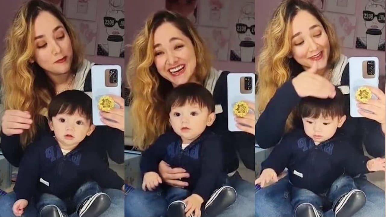 Sherlyn se arriesga a cortarle el cabello a su hijo y el resultado no es el mejor: “¿Ahora cómo se lo emparejo?”