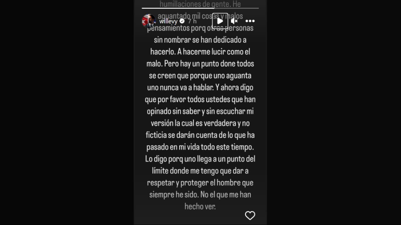 Mensaje de William Levy en Instagram