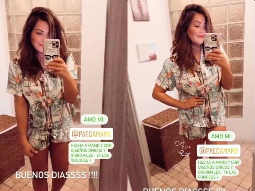 “¡¡¡Buenos días!!!”, escribió la actriz al pie de su historia, donde también presumió el original diseño de su pijama.