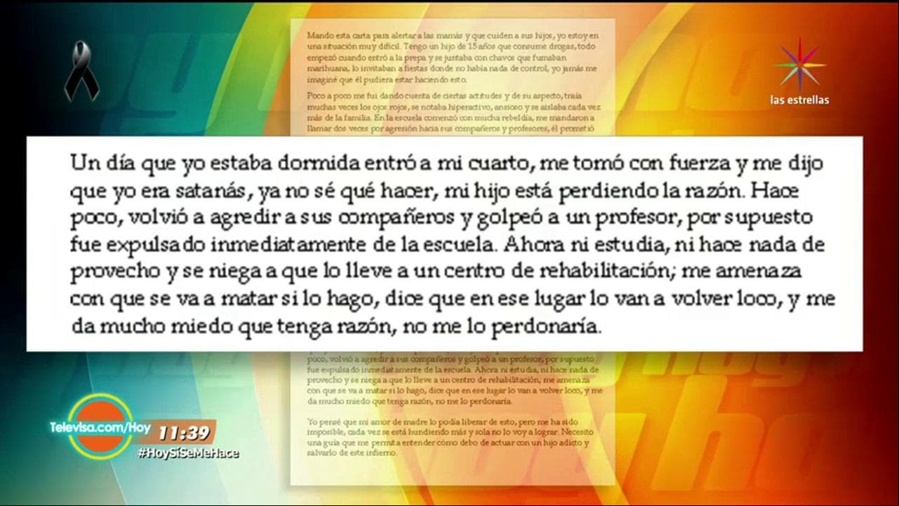Confesiones de Hoy: "Mi hijo consume drogas y no quiero que tenga un final fatal"
