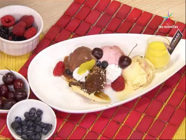 Delicioso postre: ¡Banana split!