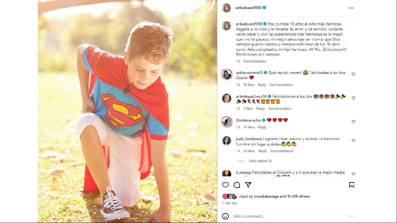 La emotiva felicitación de cumpleaños que Erika Buenfil le dedicó a Nico