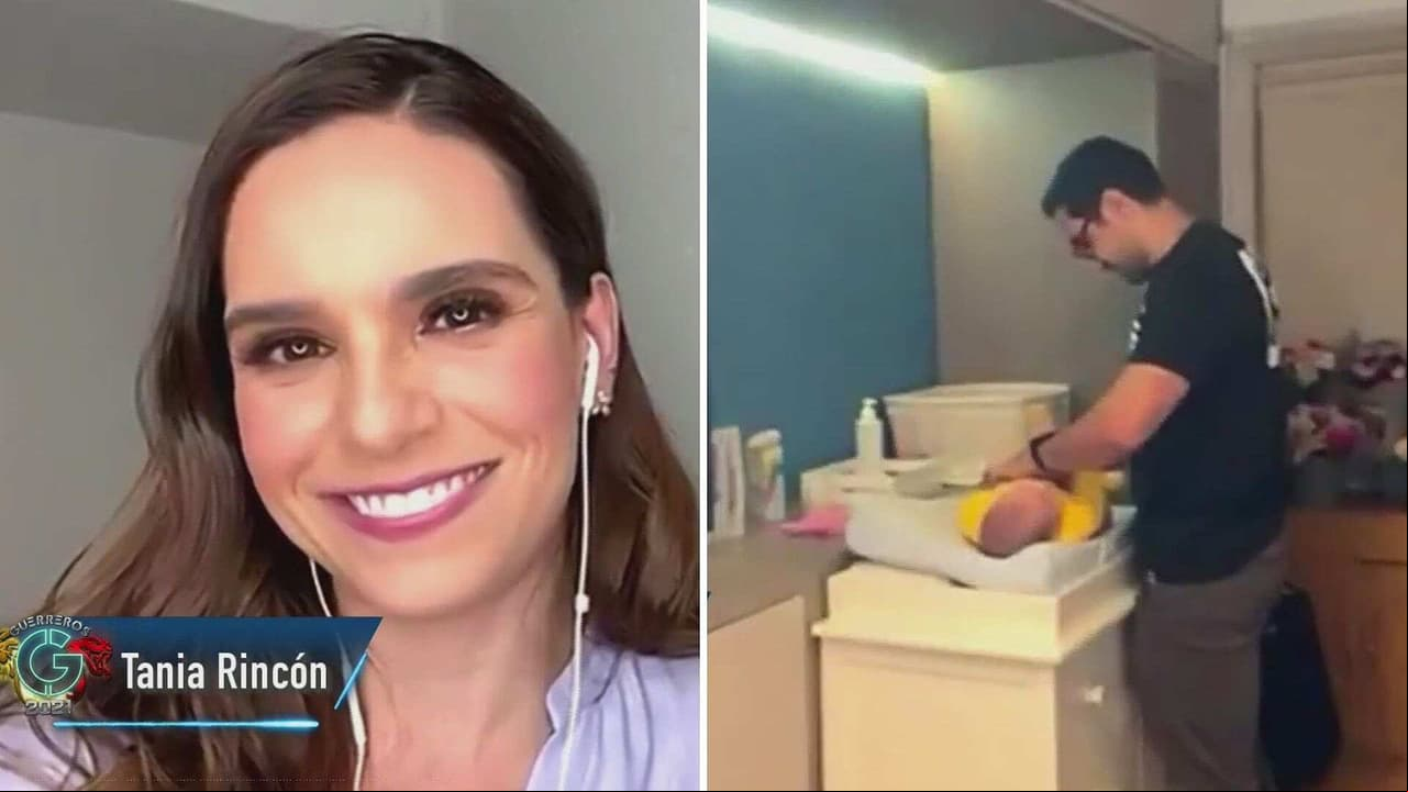 Tania Rincón aparece en Guerreros 2021 y muestra cómo su esposo le cambia el pañal a su bebé