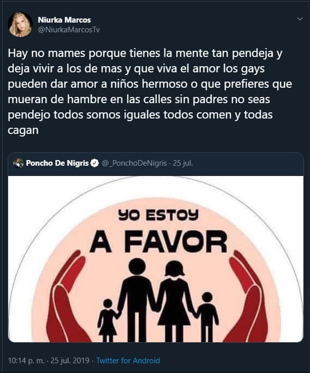 La postura de Poncho de Nigris fue atacada por esta falsa Niurka