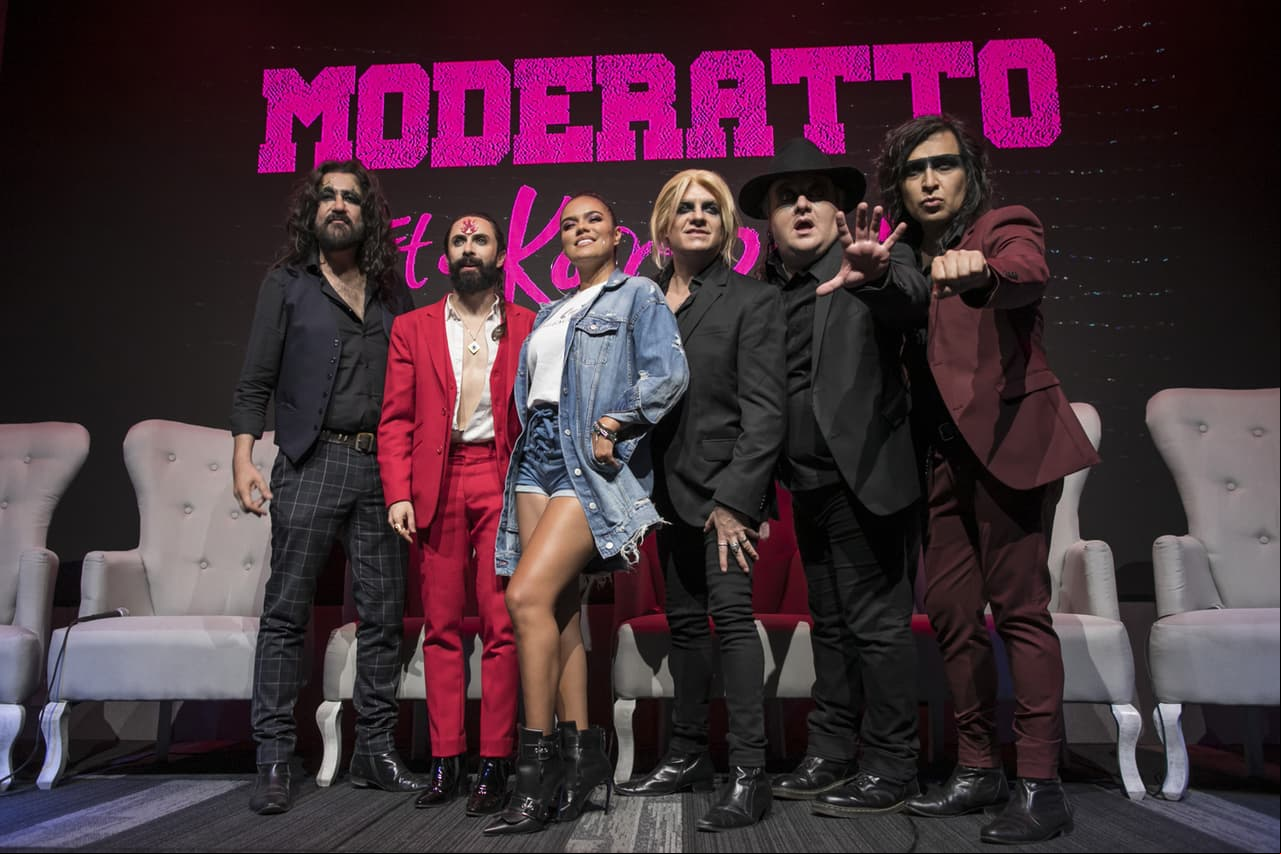 Moderatto y Karol G realizaron una conferencia de prensa para platicar de la canción ‘Caballero’, su más reciente colaboración (FOTO: 3shock Fotografía)