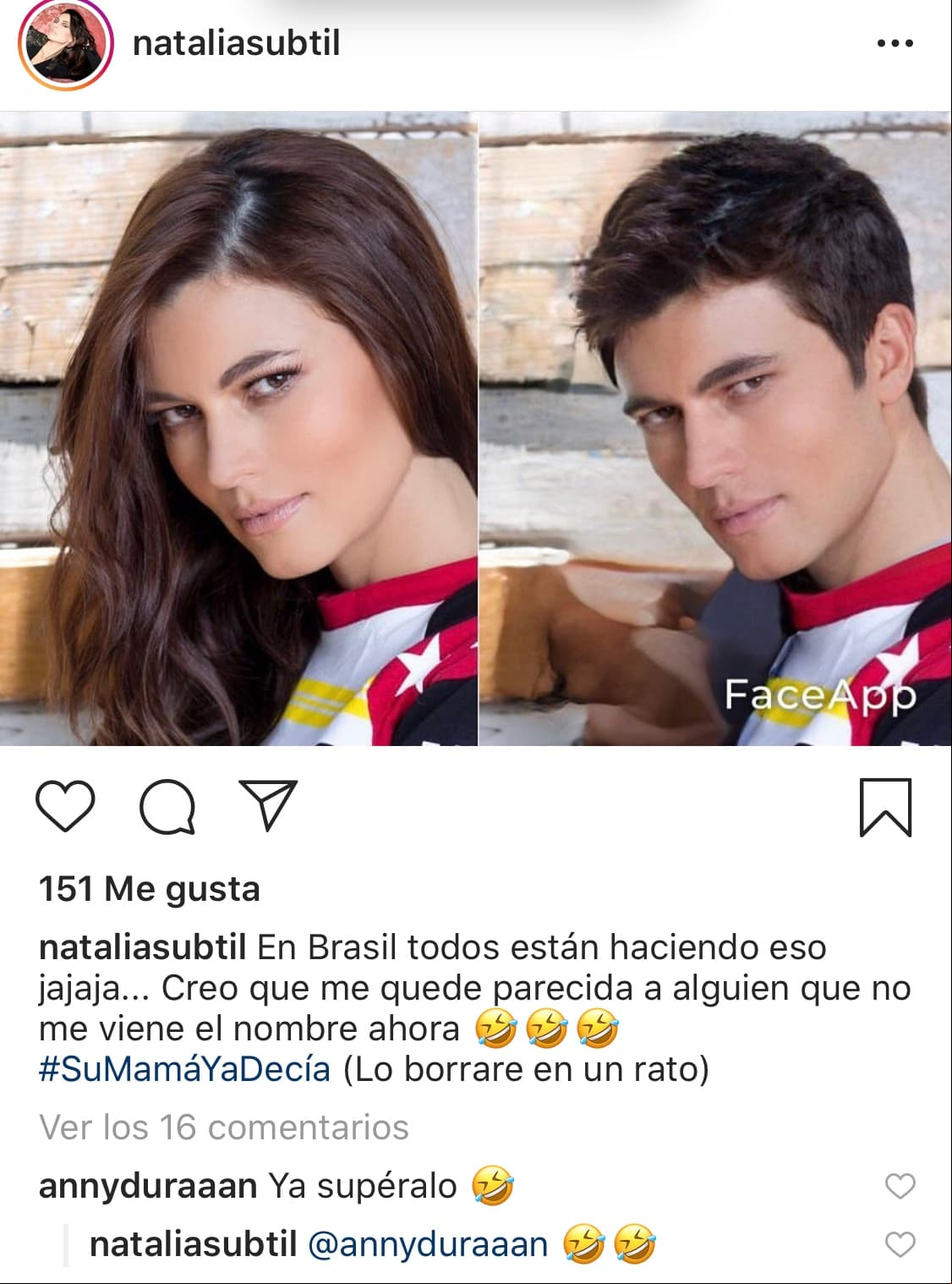 Natalia Subtil compartió una imagen que evidenció el gran parecido que guarda con su ex.