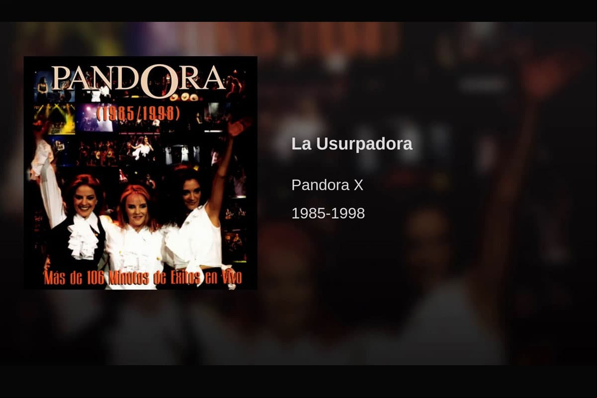 El tema musical. Quién no cantaba: “¡La usurpadoora!, esperando por tu amor; ¡la usurpadora!, me haces daño el corazón”. Este pegajoso tema fue interpretado por Pandora y compuesto por José Antonio Farias, el cual se escuchaba todas las noches al inicio de cada capítulo del melodrama.