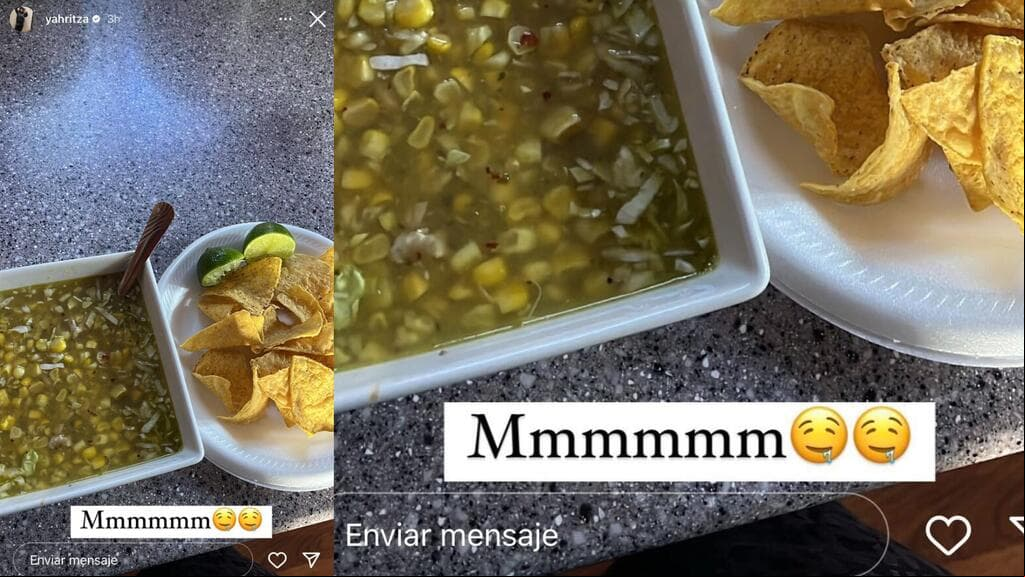 Este es el pozolillo, un platillo mexicano típico del occidente de ese país, al que Yahritza no se resistió.