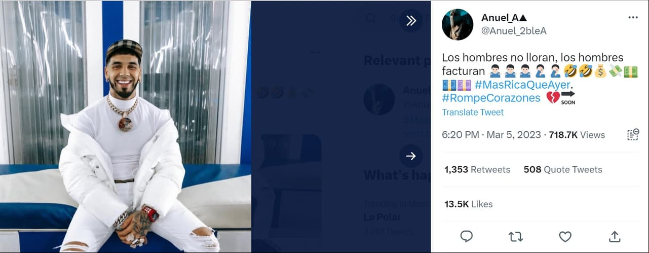 Anuel habla su estado sentimental tras ruptura con Yailin.