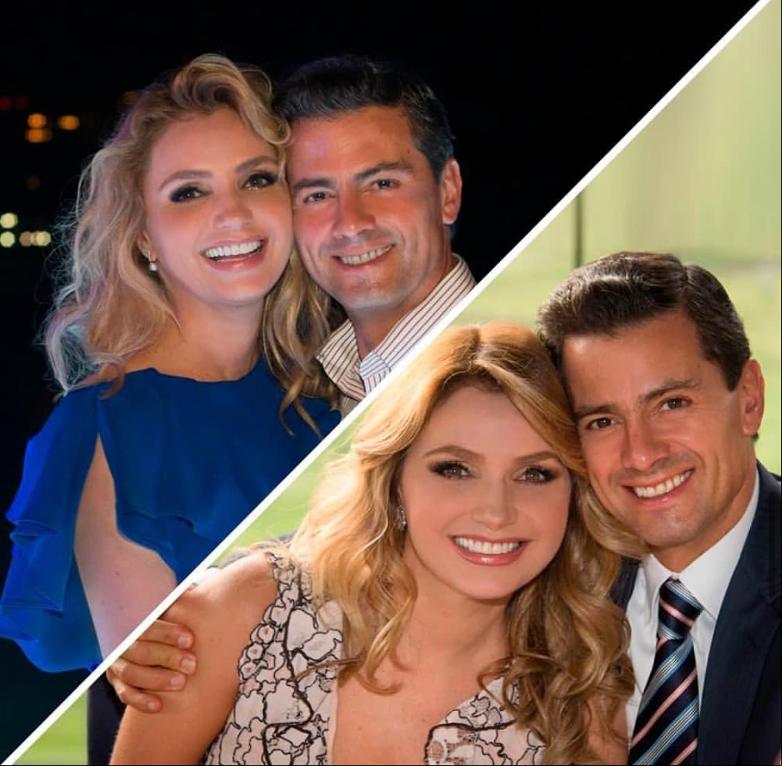 Siendo una de las actrices más famosas de México, Angélica Rivera conoció al entonces gobernador del Estado de México, Enrique Peña Nieto en 2008. Dos años después, la pareja contrajo matrimonio en una gran ceremonia atestiguada por sus respectivos hijos, tres de Rivera y tres de Peña. En 2012, Peña fue electo presidente de México y Rivera se convirtió en la primera dama del país por seis años. Tras algunos rumores, la pareja finalmente confirmó su divorcio en mayo de 2019.