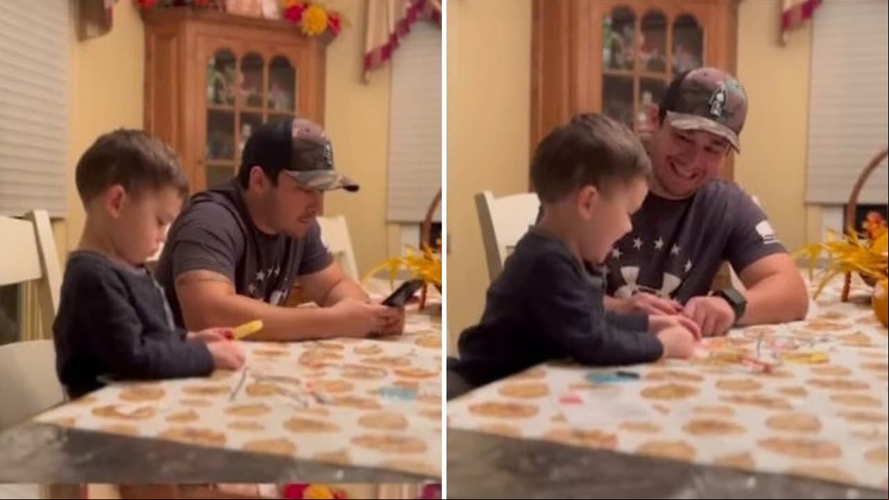 Papá graba la diferencia en el comportamiento de sus hijos cuando usa el celular frente a ellos.