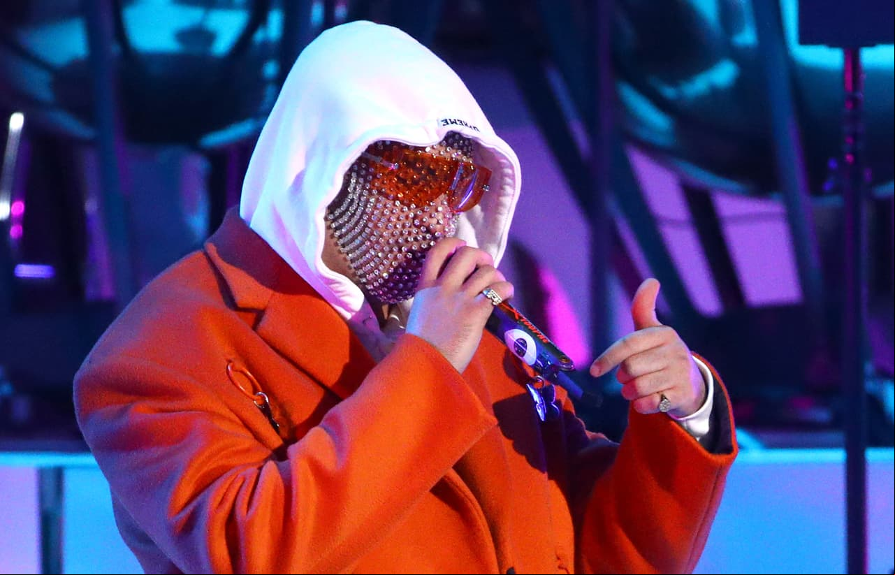 LAS VEGAS, NEVADA - NOVEMBER 14: Bad Bunny performs onstage during the 20th annual Latin GRAMMY Awards at MGM Grand Garden Arena on November 14, 2019 in Las Vegas, Nevada. (Photo by Rich Fury/Getty Images)