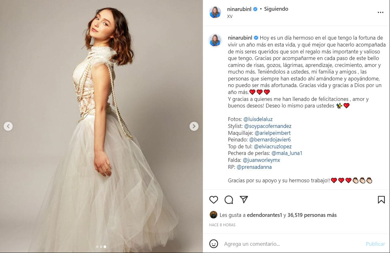Nina Rubín cumplió 15 años el 5 de enero.