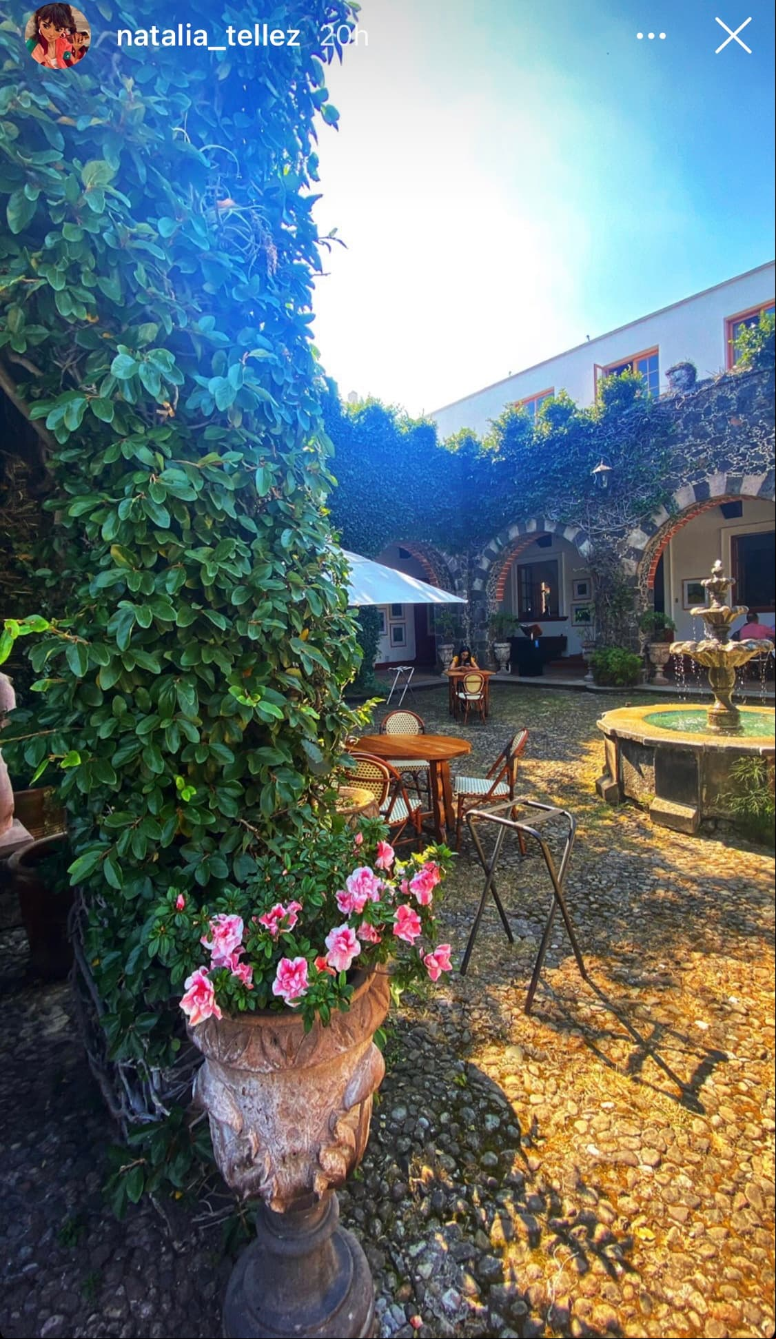 El lugar parece ser una exhacienda y está localizado en el corazón de Tepoztlán. Flores, enredaderas y un magnífico patio se pueden apreciar en una imagen que compartió Natalia Téllez.