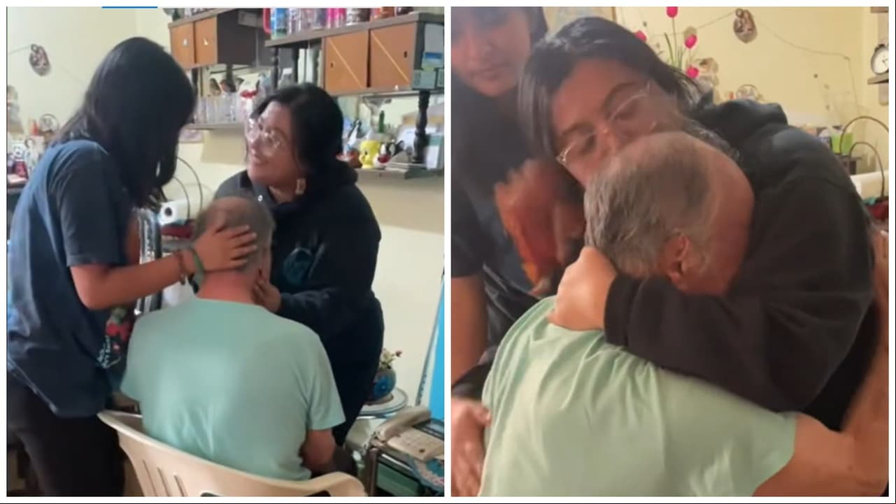 Jóvenes sorprenden a su abuelito tras 10 años sin verse.