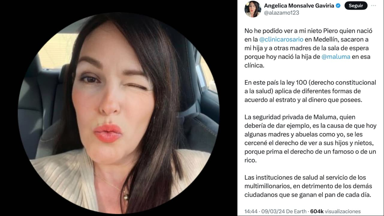 La abogada Angélica Monsalve Gaviria acusó y responsabilizó a Maluma en Twitter porque supuestamente ella no ha podido ver a su nieto ante el aparente dispositivo de seguridad que se montó en el hospital colombiano en donde nació la hija del cantante.