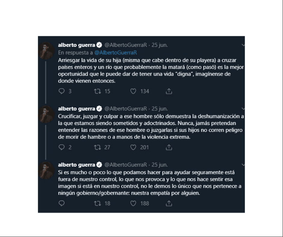 El caso de los migrantes ahogados en la frontera sensibilizó al actor