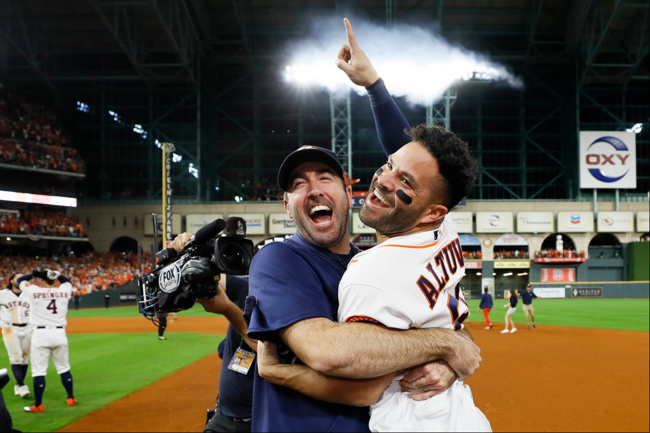 Junto a Justin Verlander disfrutando del campeonato de la Liga Americana.