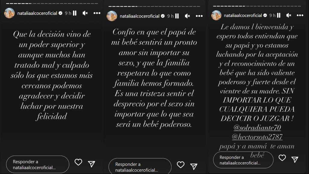 Natalia Alcocer dijo que espera que su pareja "sentirá pronto un amor" por su bebé