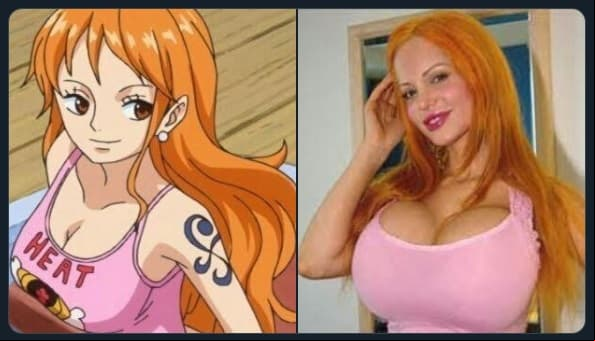 Sabrina Sabrok y su incofundible figura. Vista como "Nami" del anime "One Piece".