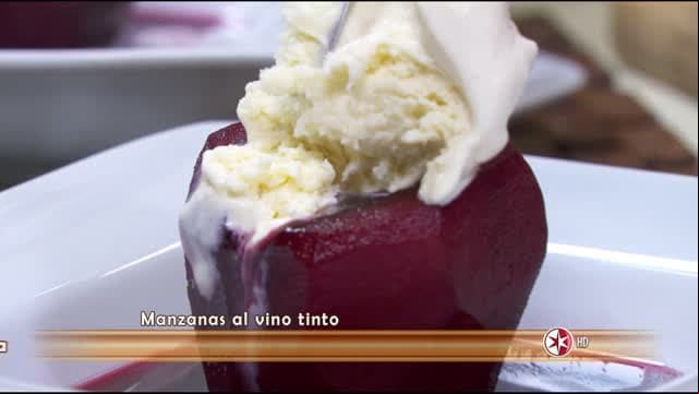 Receta de HOY: Manzanas al vino tinto.