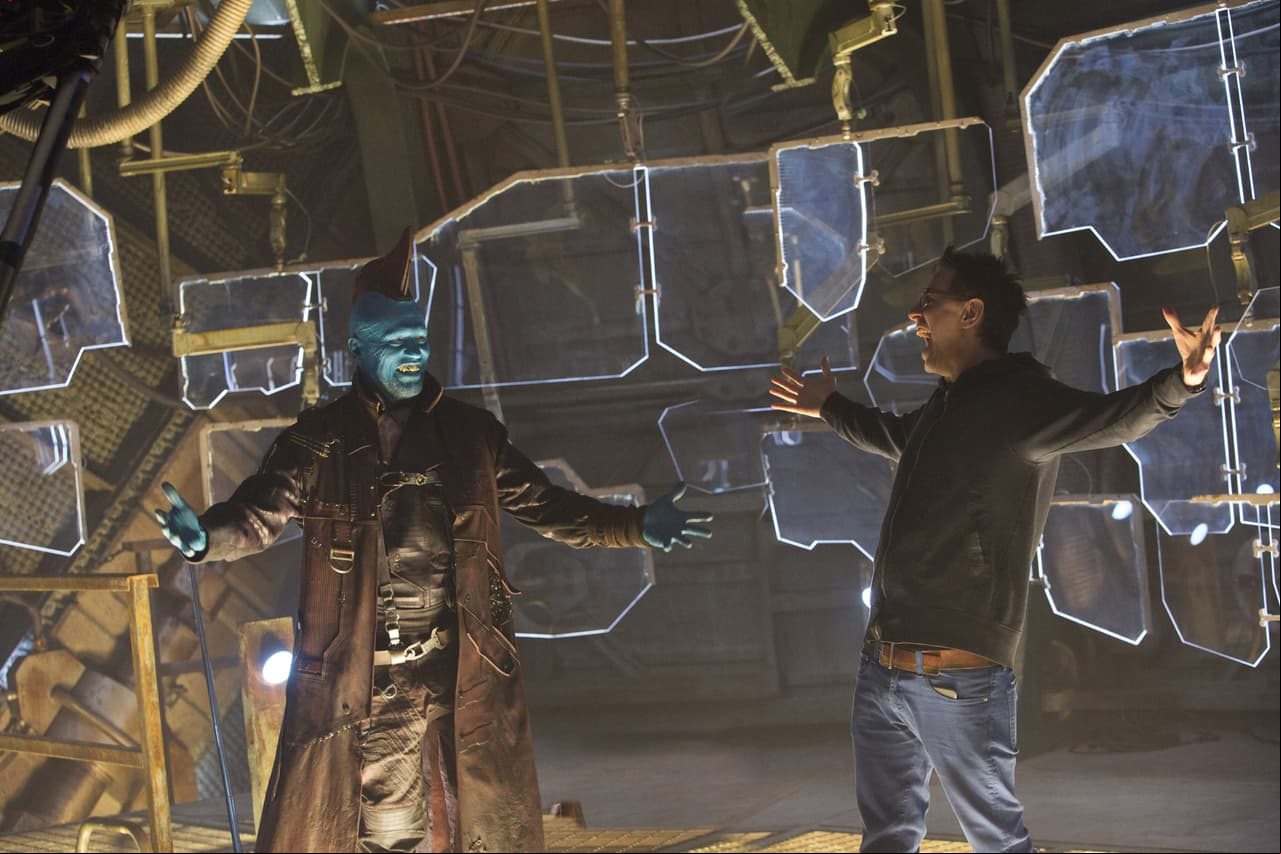 Michael Rooker y James Gunn en la filmación de 'Guardianes de la Galaxia Vol. 2'