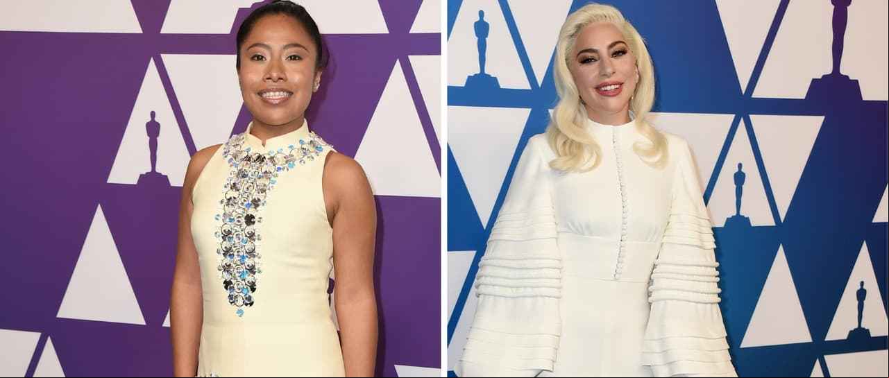 Yalitza Aparicio utiilzó un vestido de Prada, mientras que Lady Gaga uno de Louis Vuitton