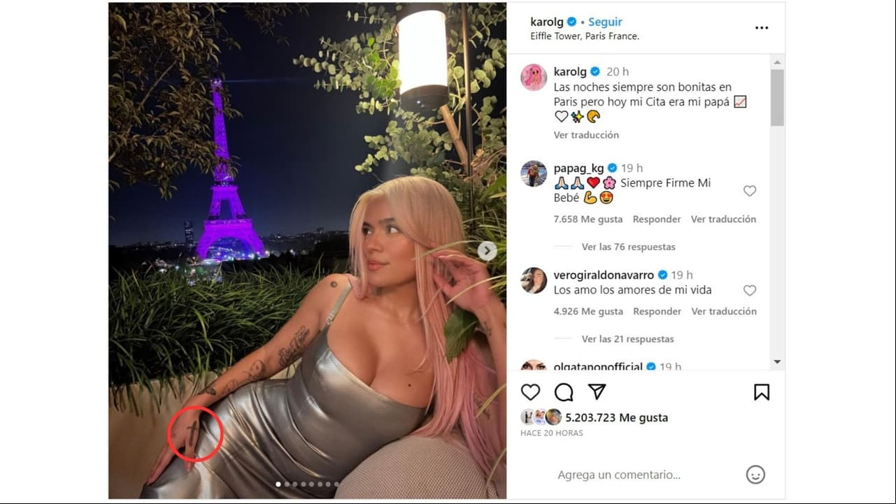 Karol G mostró la figura que tiene ahora donde antes estaba escrito 'Emmanuel', nombre real de Anuel AA.