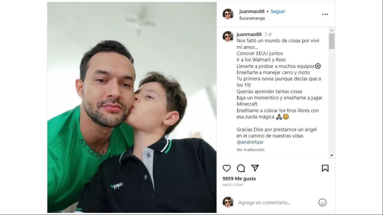 Actor Juan Mao dedica mensaje a su hijo Santiago tras su fallecimiento.
