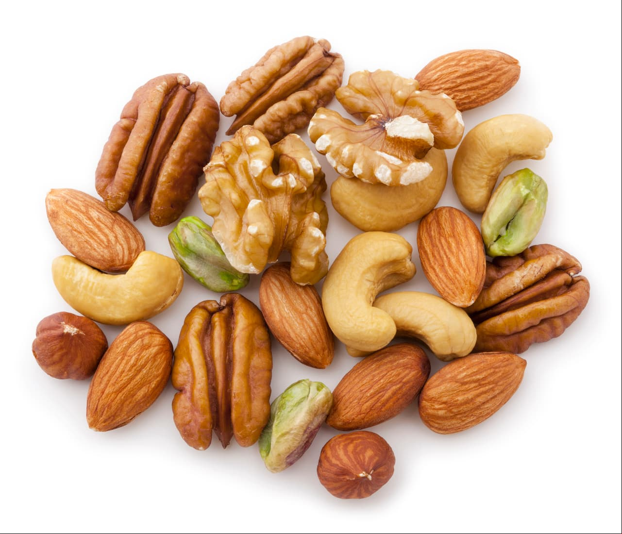 Frutos secos. Sus propiedades antiinflamatorias funcionan como un protector de cáncer en el cuerpo. Las nueces, las almendras y los pistaches son perfectos.