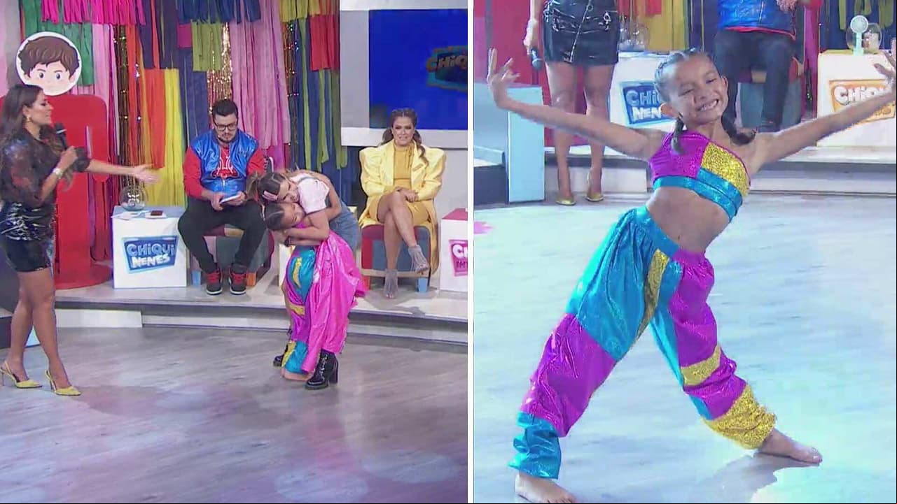 Valentina demuestra gran elasticidad en el escenario de Los Chiquillos de Hoy y padrinos se pelean por ella