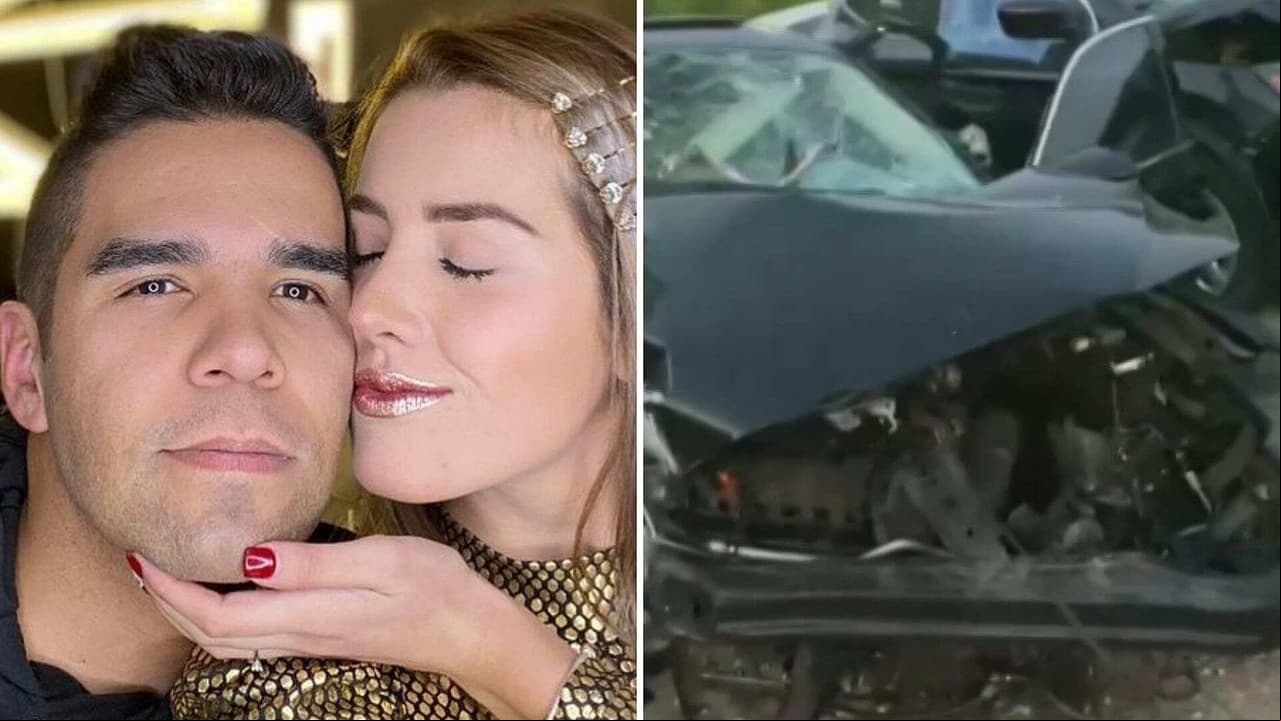 Emir Pabón y su esposa embarazada tuvieron accidente; así quedó destrozado el auto en el que viajaban