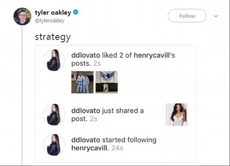 Lovato siguió en Instagram a Henry Cavill