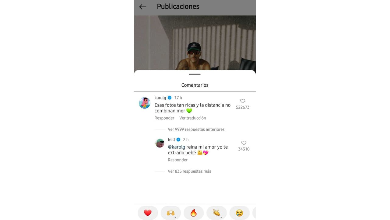 Karol G y Feid intercambiaron afectuosas palabras.