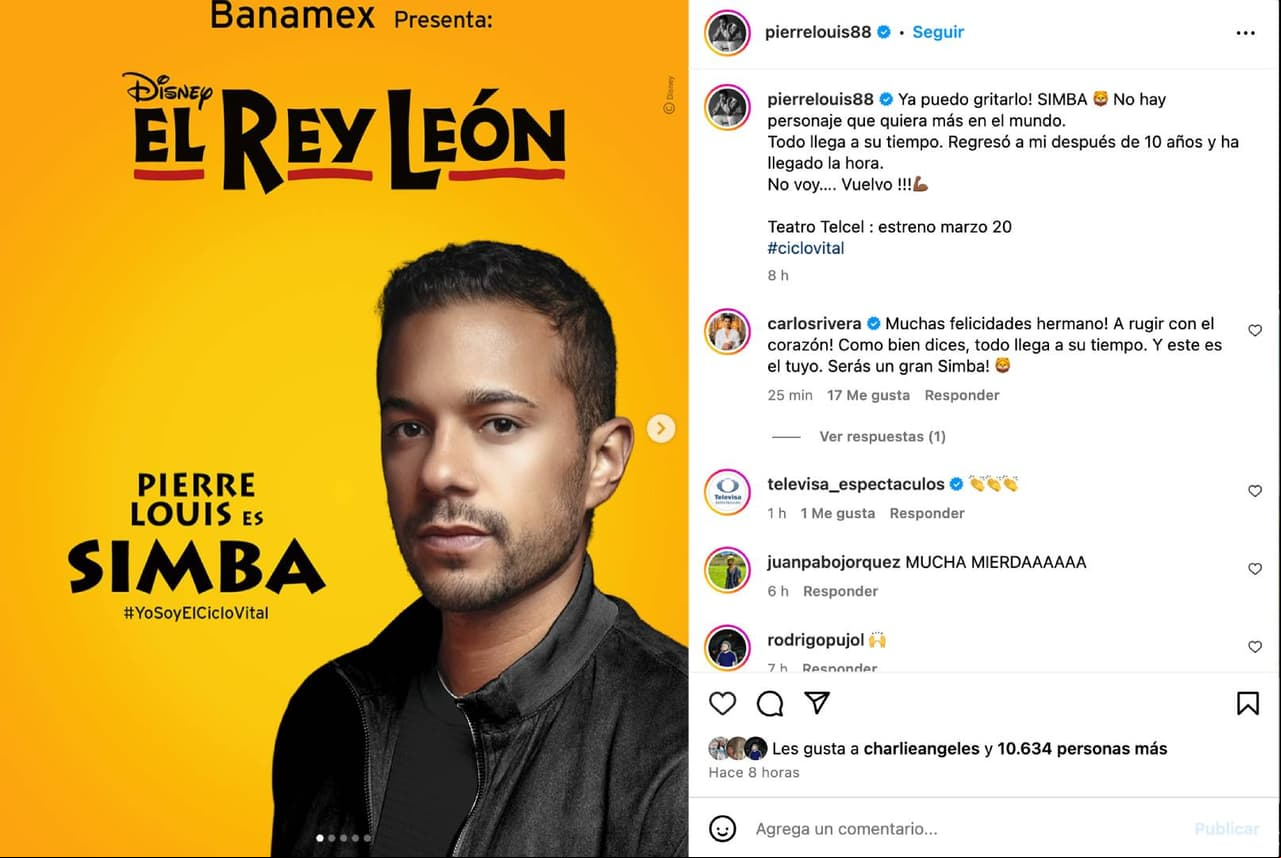 Pierre Louis en el musical "El Rey León".