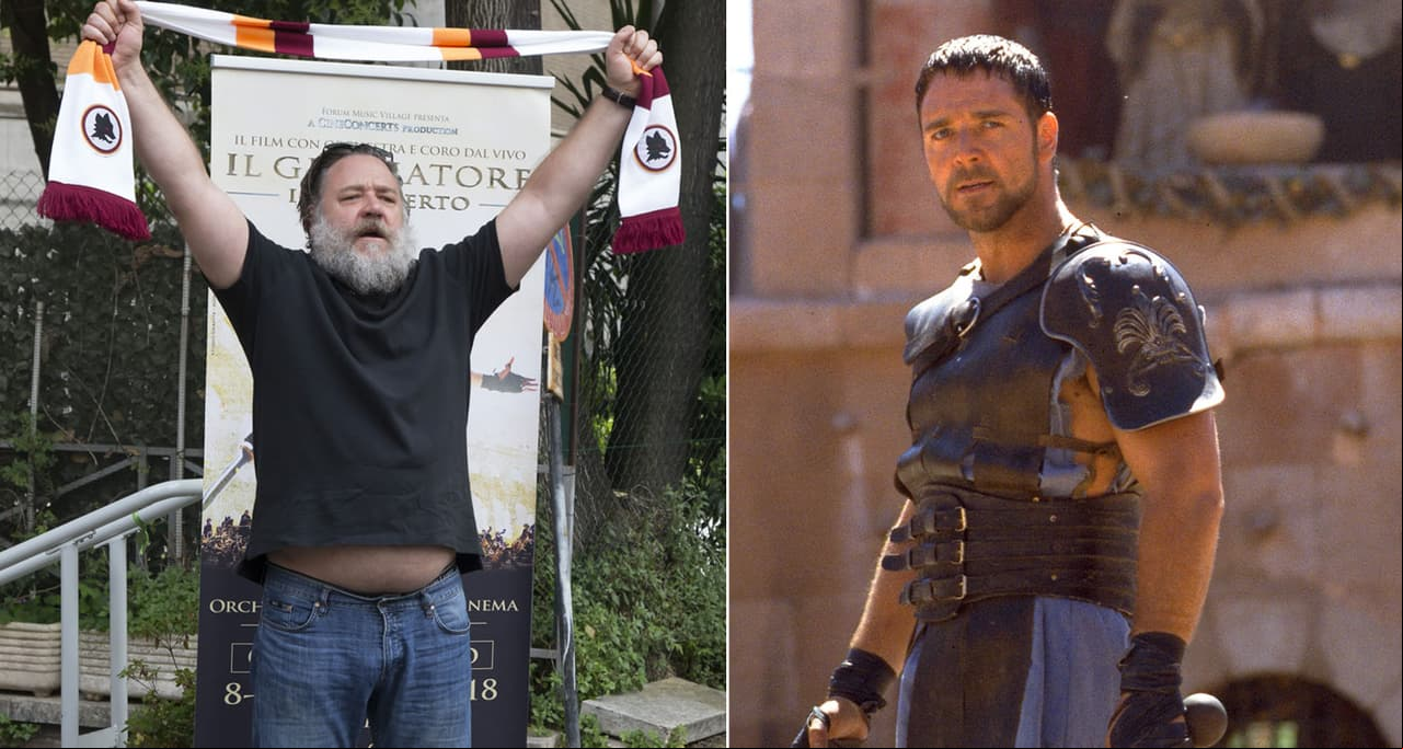 El actor Russell Crowe, el famoso “Gladiador”, apareció en Roma sorprendiendo a todos por su descuidada apariencia física. ¡Mira!