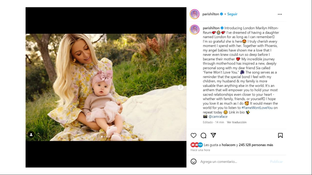 Así presentó Paris Hilton a su hija London.