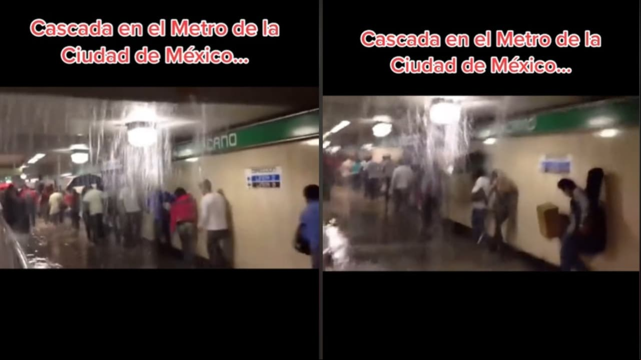 Cascadas en el metro tras intensas lluvias.