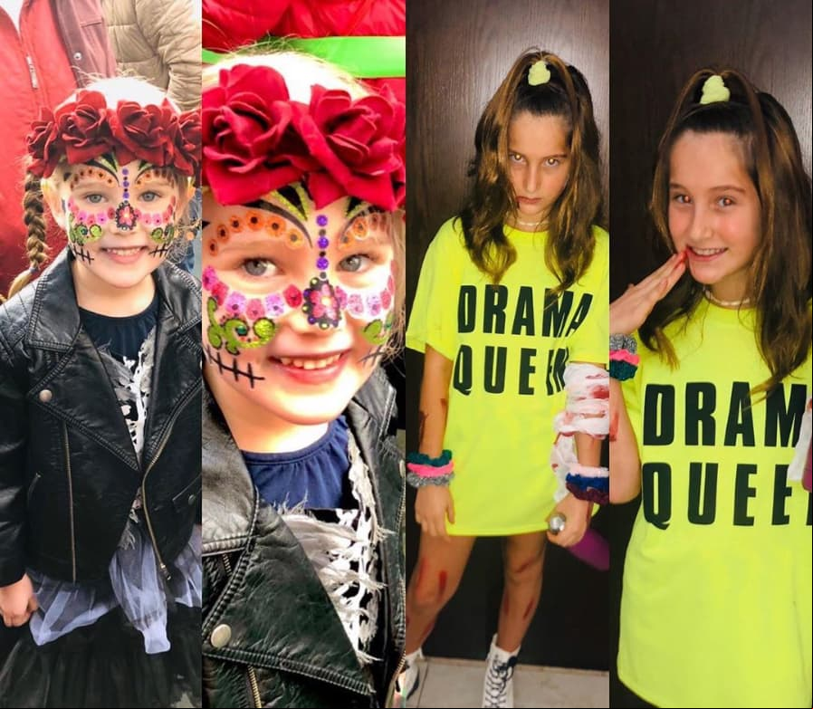 Alexa Miranda y Elisa Marie, las hijas de Gabriel Soto y Geraldine Bazán, comenzaron el festejo de Halloween al disfrazarse como Catrina y Vsco girl respectivamente.