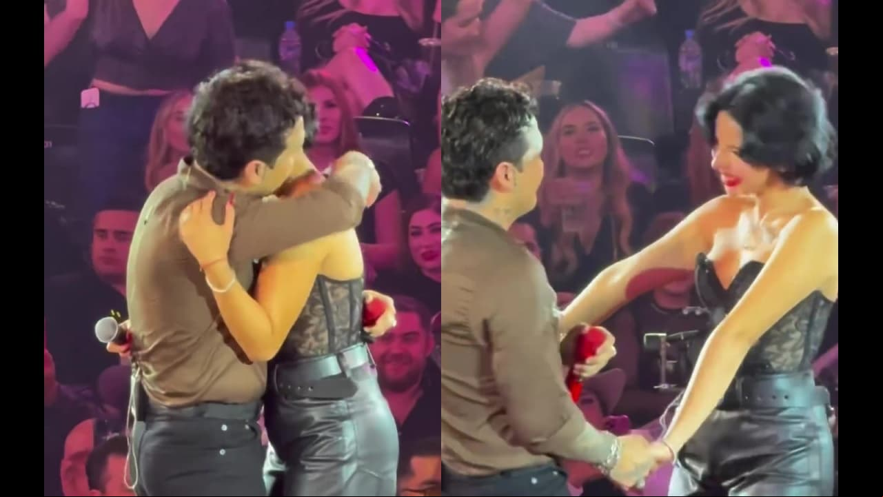 Ángela Aguilar y Nodal no dejaron de besarse en pleno concierto