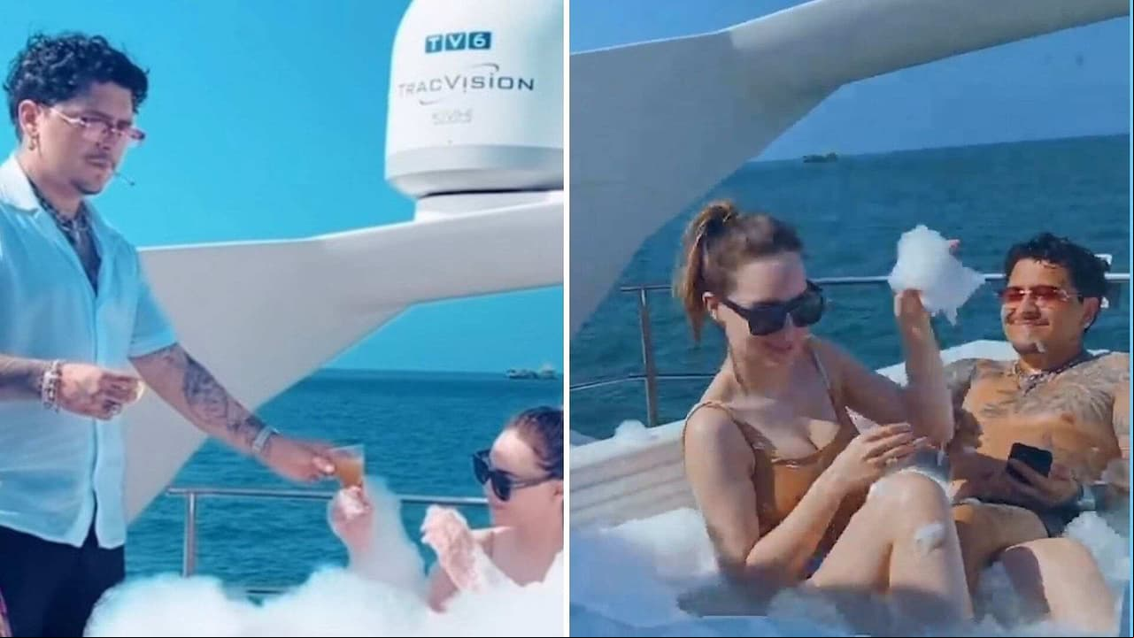 Belinda y Christian Nodal presumen exóticas vacaciones; aparecen en un jacuzzi