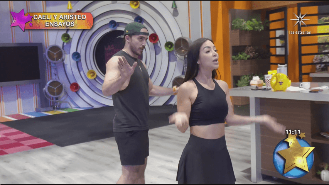 Caeli y Aristeo en los ensayos de Las Estrellas bailan en Hoy