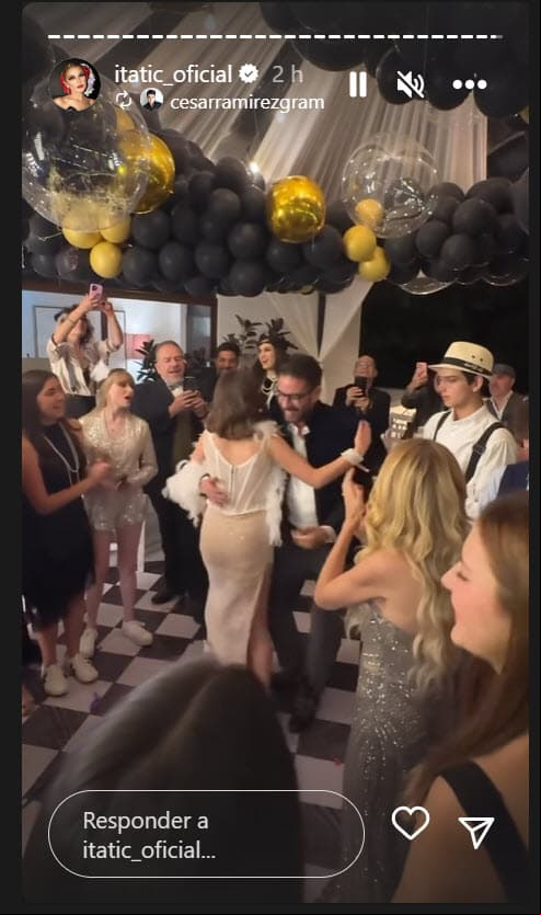 Carlos Alberto Cruz, papá de la hija de Itatí Cantoral, bailó con la joven durante la fiesta.