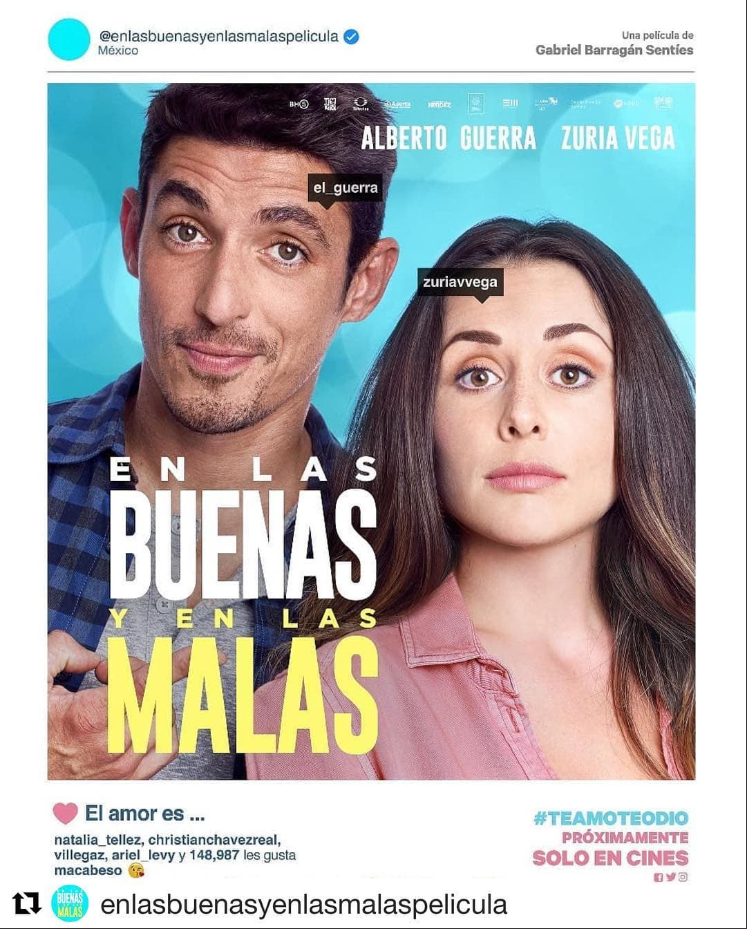 Meses después, Zuria promocionó la película ‘En las buenas y las malas’, la cual protagonizó junto a su esposo Alberto Guerra y la actriz Macarena Achaga.