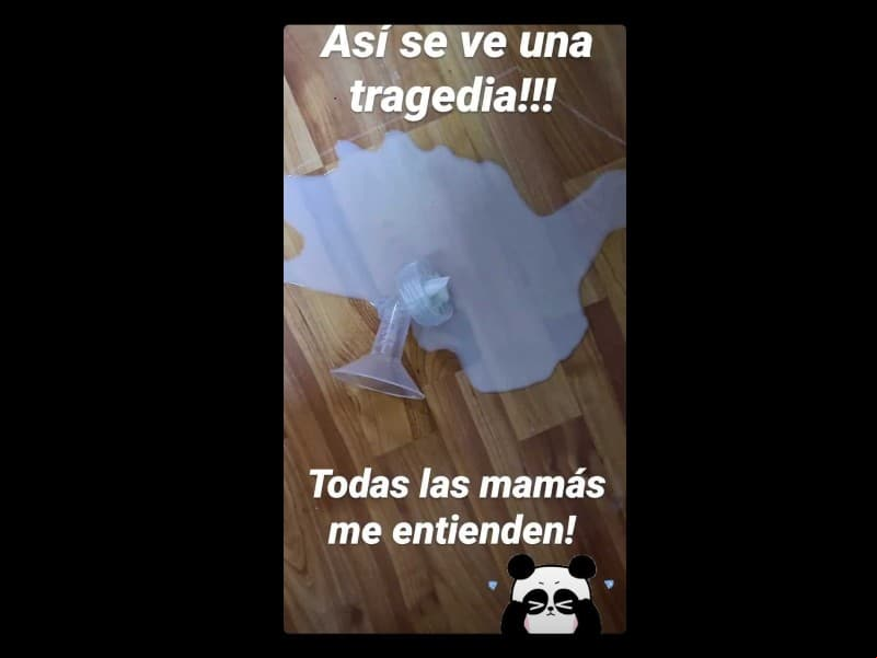 Sherlyn muestra el pequeño accidente que tuvo con la leche de André